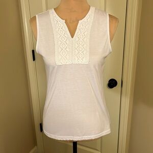 Jenny embroidered trim white tank top size small